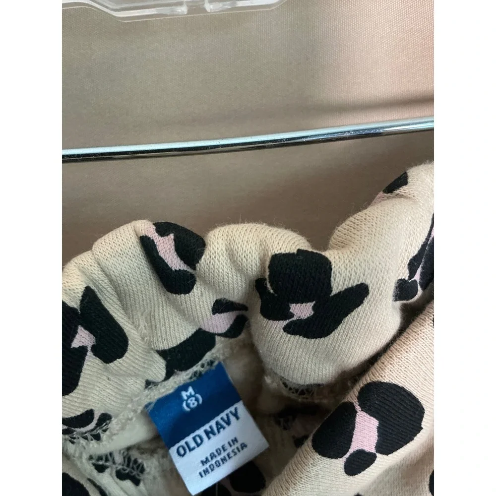 Old Navy Jogger Sweatpants Youth Size M 8 Tan Leopard Print NWT Elastic Waist